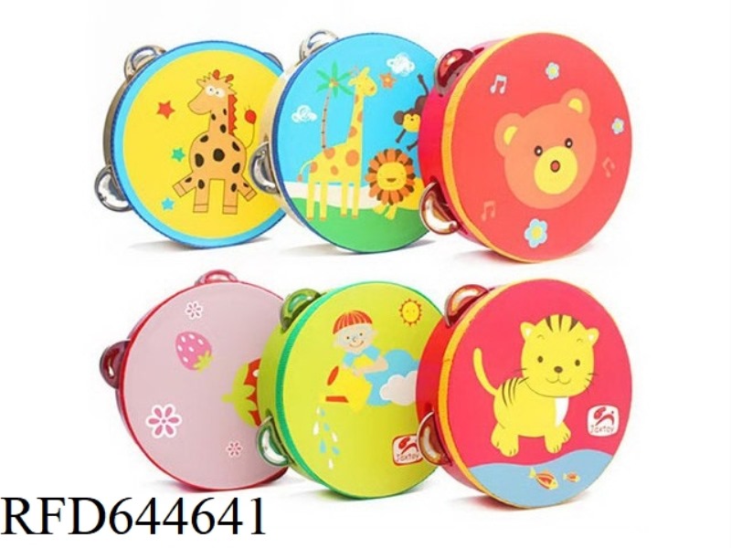 WOODEN HAND-BEAT TAMBOURINE