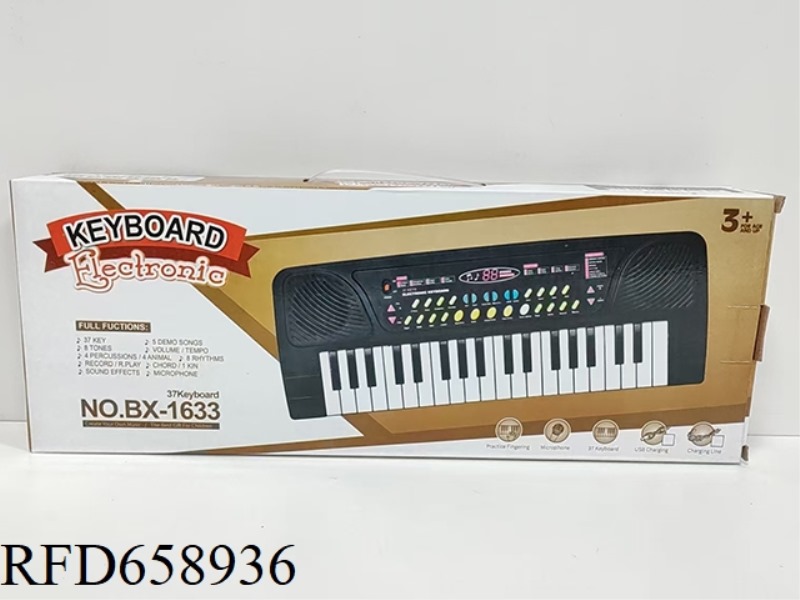37-KEY SINGLE HORN ELECTRONIC ORGAN BLACK/WITH MICROPHONE /USB CABLE