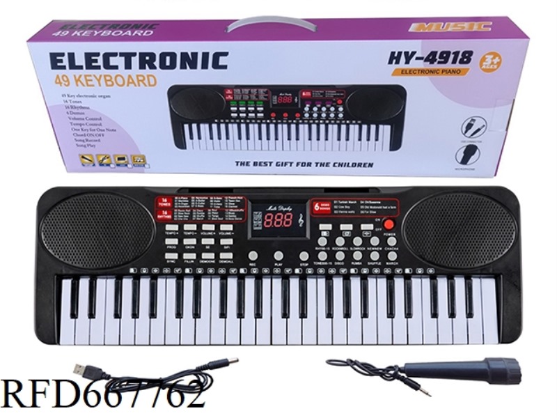 49-KEY DOUBLE-HORN ELECTRONIC ORGAN BLACK