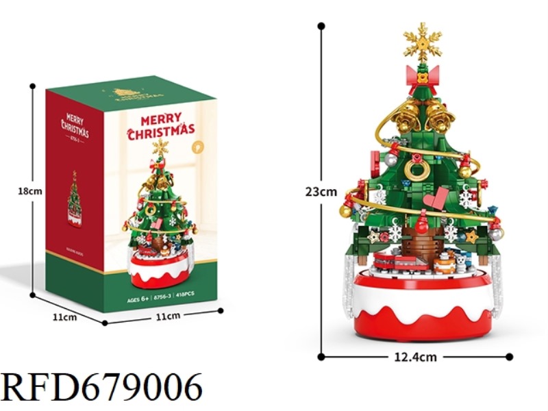 RED AND GREEN CHRISTMAS TREE MUSIC BOX LIGHT VERSION 418 PIECES