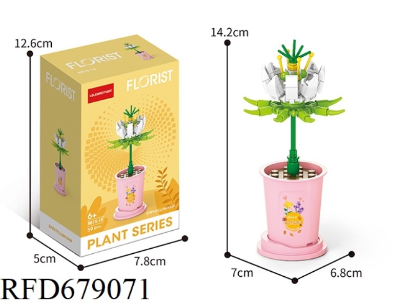 WHITE DEW NIGHT-BLOOMING CEREUS 59PCS MICRO-PARTICLE BUILDING BLOCKS