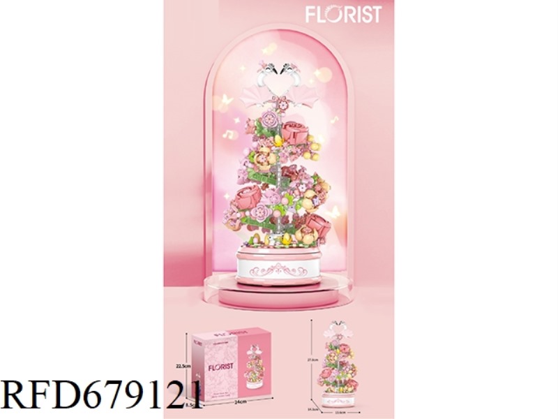 SWAN ROTATING FLOWER MUSIC BOX 713 PIECES