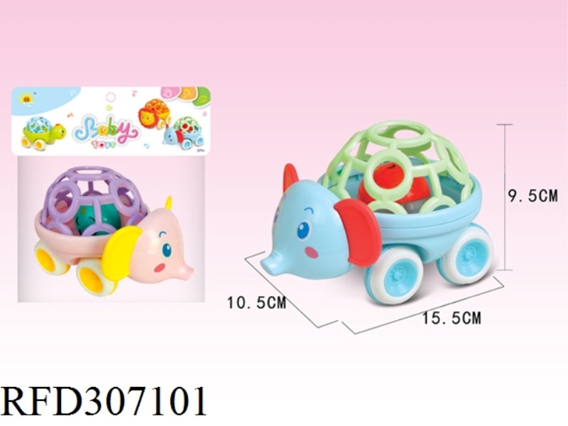 BABY FLEXIBLE GLUE ELEPHANT RATTLE CAR