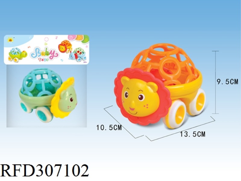 BABY FLEXIBLE GLUE LION RATTLE CAR