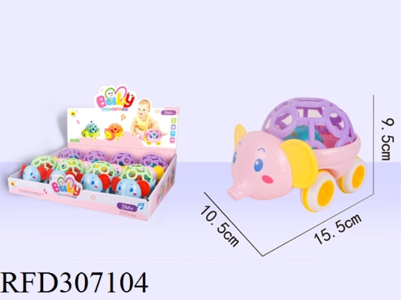BABY FLEXIBLE GLUE ELEPHANT RATTLE CAR 8PCS