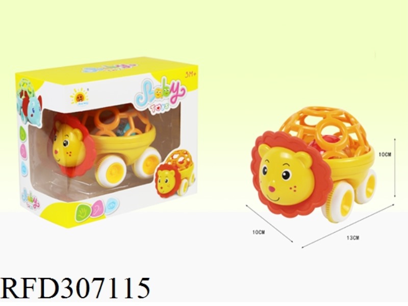 BABY FLEXIBLE GLUE LION RATTLE CAR