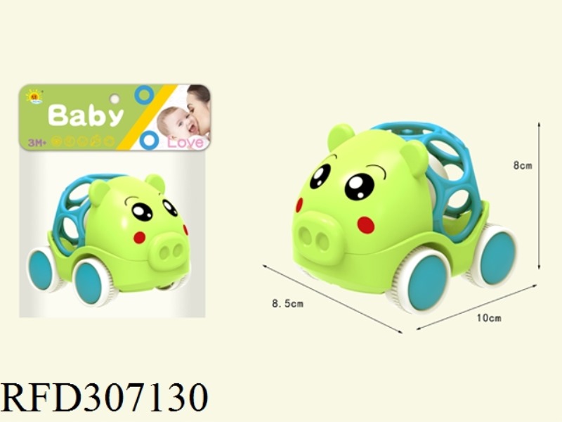 BABY FLEXIBLE GLUE RATTLE CAR(PIG)