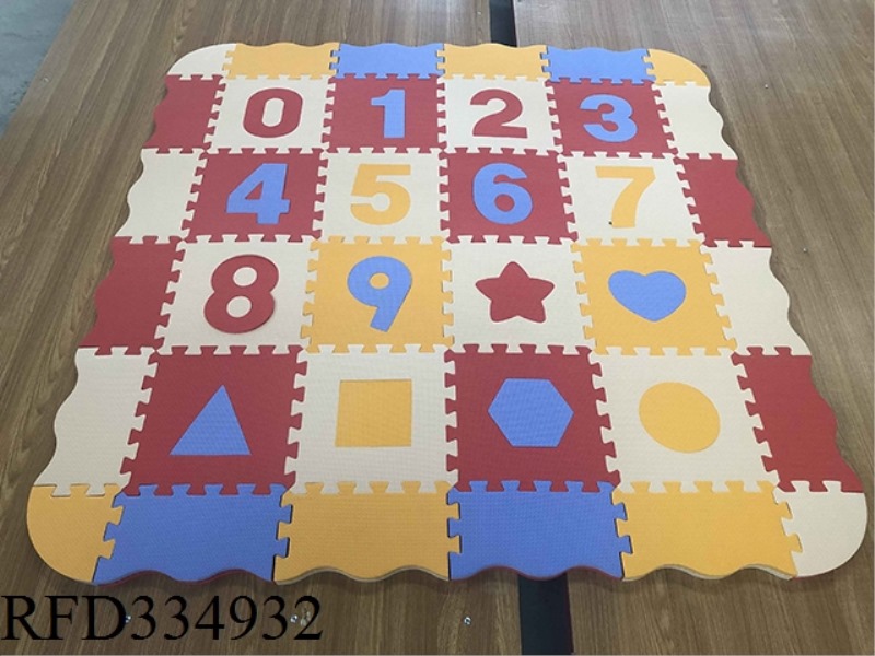 EVA FLOOR MAT 16 PIECES OF DIGITAL GEOMETRIC FIGURE+EDGE BRIGHT RED+CREAM+BLUE+ORANGE