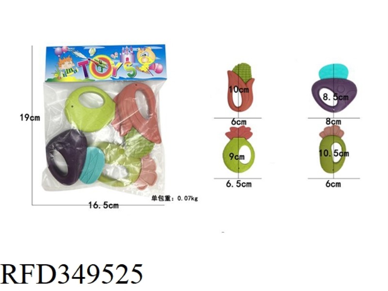 TEETH RATTLE 4 PIECE SET (CANDY COLOR)