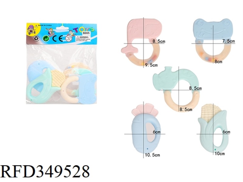TEETH RATTLE 5 PIECE SET (MACARON COLOR)