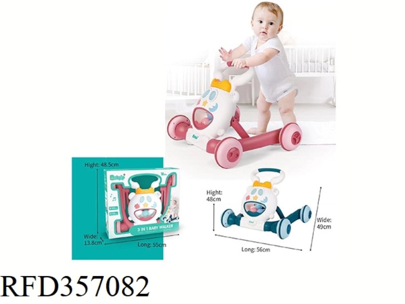 THREE-IN-ONE BABY HAND
PUSH WALKER (WITH
LIGHT AND MUSIC)