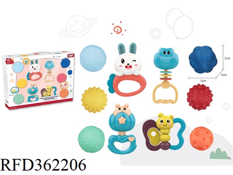 4 RATTLES + 6 VINYL BALLS