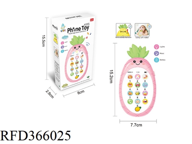 LIGHT AND MUSIC SIMULATION PINEAPPLE TEETHER BABY PHONE (FEMALE MODEL)