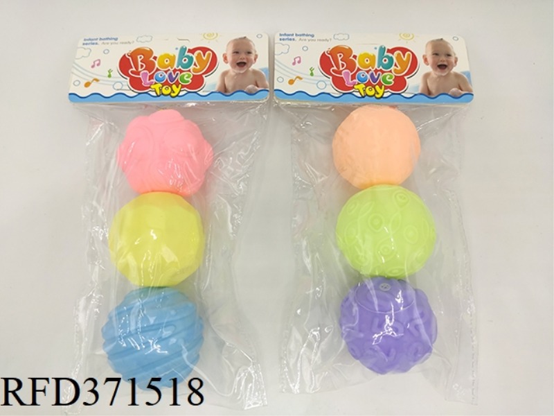 VINYL BALL (PACK OF 3) 6.5 CM TEXTURE BALL