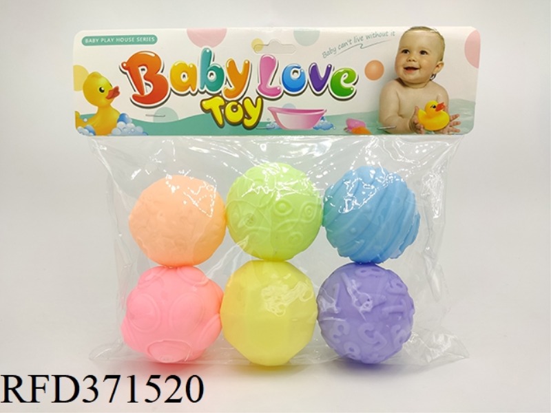 VINYL BALL (PACK OF 6) 6.5 CM TEXTURE BALL