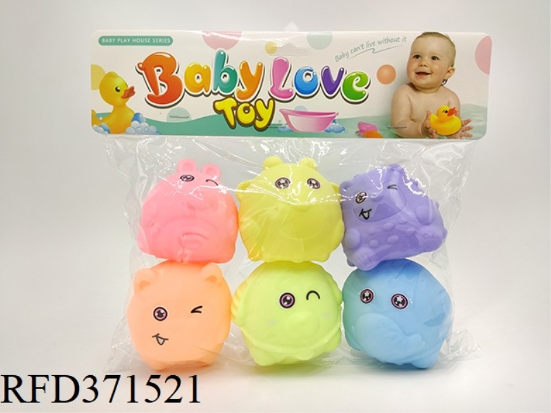 VINYL BALL (PACK OF 6) 6.5 CM SMALL ANIMAL BALL
