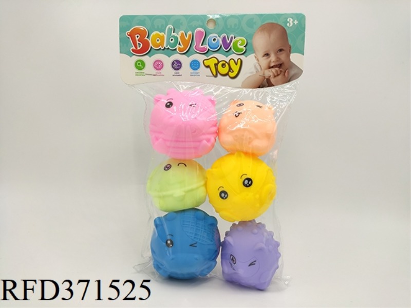 VINYL BALL (PACK OF 6) 3 LARGE ANIMAL BALLS + 3 SMALL ANIMAL BALLS