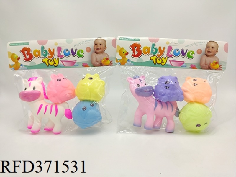 VINYL ANIMALS (4 PIECES) ZEBRA + 3 SMALL ANIMAL BALLS