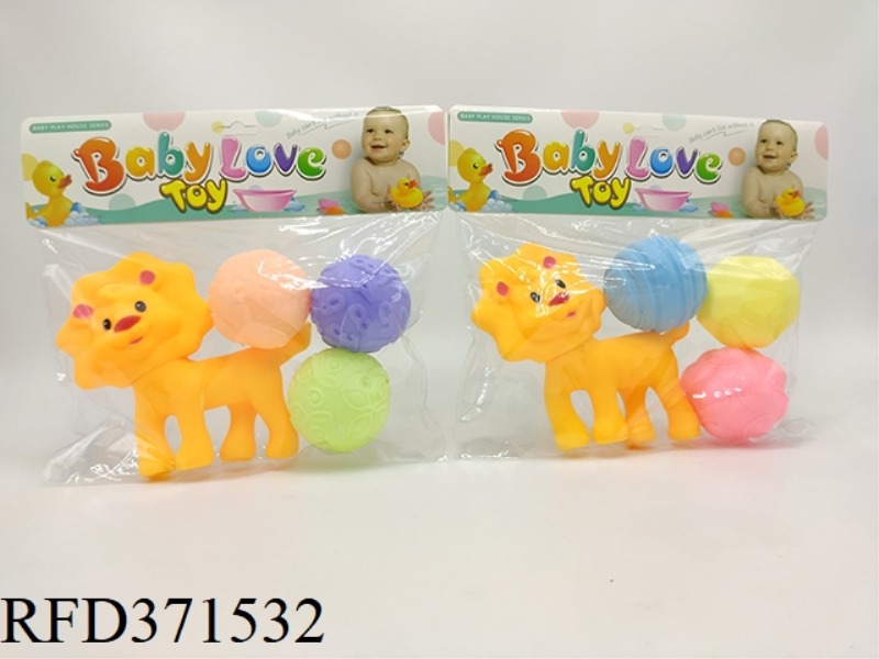 VINYL ANIMALS (4 PIECES) LION + 3 TEXTURE BALLS