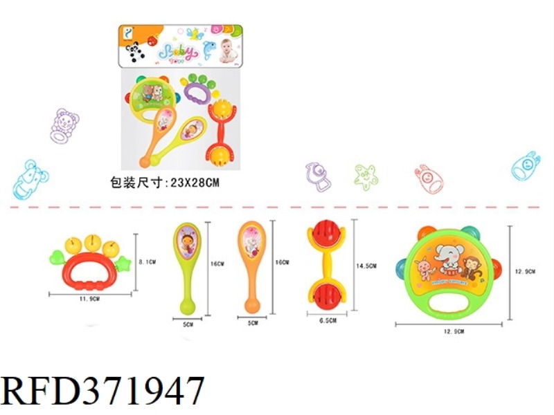 TAMBOURINE RATTLE SERIES (5PCS)