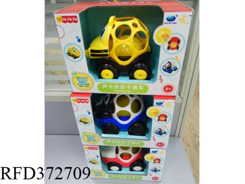 SOUND AND LIGHT SOFT RUBBER CAR (4 COLORS MIXED)