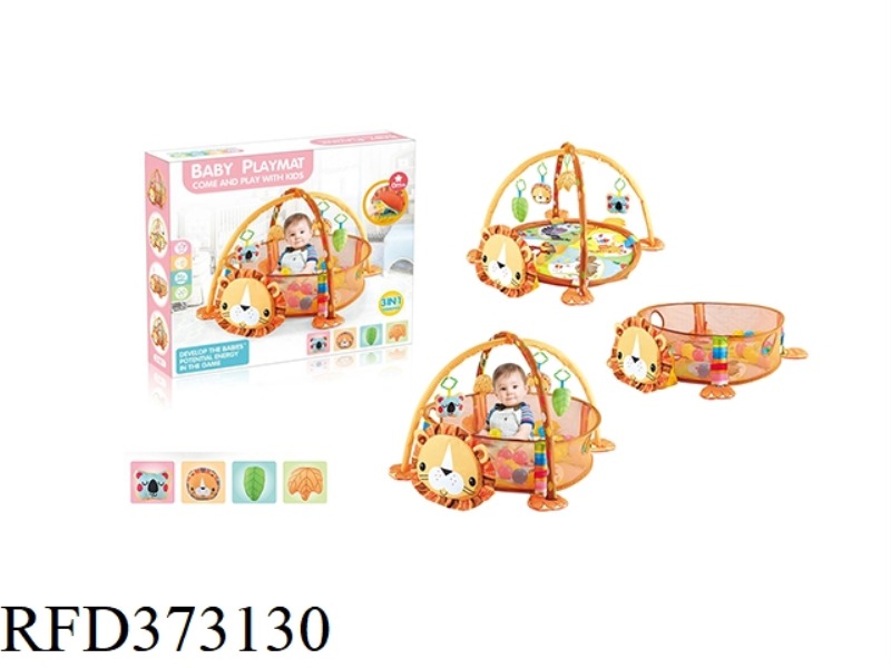 3 IN 1 LION GAME BALL POOL WITH 12 BALLS/DOLL RATTLE