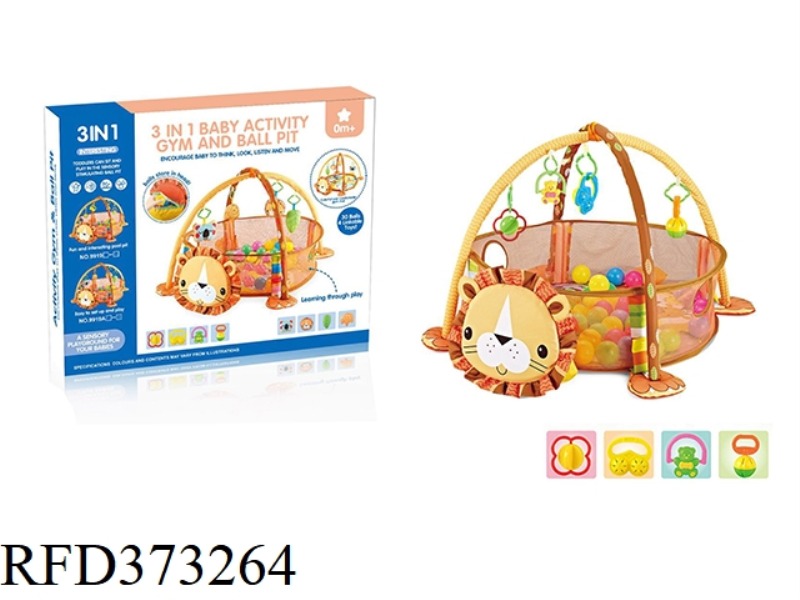 3 IN 1 LION GAME BALL POOL WITH 12 BALLS/PLASTIC RATTLE