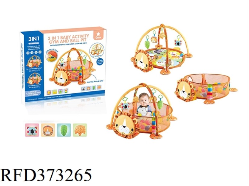 3 IN 1 LION GAME BALL POOL WITH 12 BALLS/DOLL RATTLE