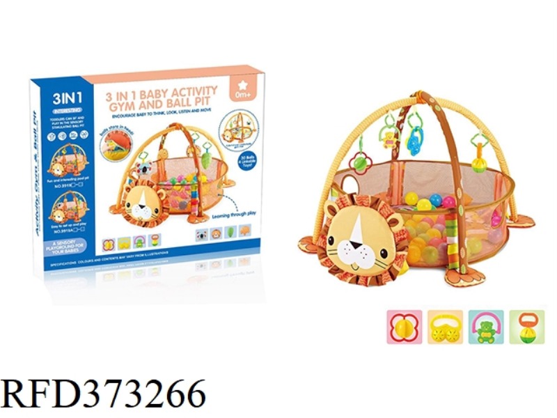 3 IN 1 LION GAME BALL POOL WITH 30 BALLS/PLASTIC RATTLE