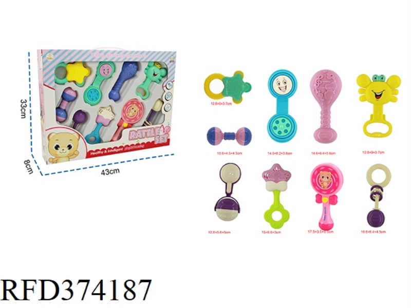9-PIECE BABY RATTLE (SIMULATION FEMALE BEAR LOLLIPOP HAS LIGHT MUSIC WITH SHAKING, WHICH CAN SEGMENT