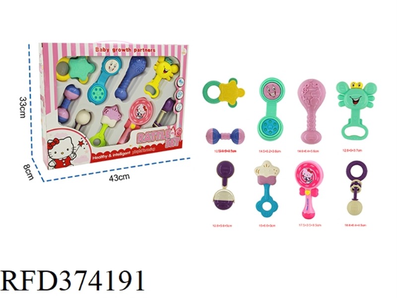 9-PIECE BABY RATTLE (SIMULATION FEMALE MODEL KT CAT LOLLIPOP HAS LIGHT MUSIC WITH SHAKING, AND THE R