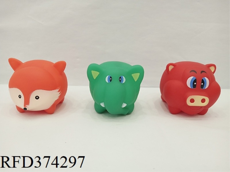 3 CARTOON BATHROOM VINYL ANIMALS MIXED + BB WHISTLE