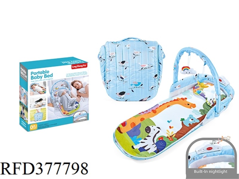 BABY CRIB, HALF-ENCLOSED AND EXTENDED VERSION + HANGING PARTS WITH LIGHT AND MUSIC