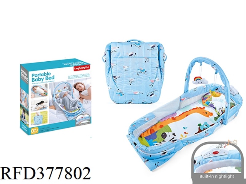 BABY CRIB, FULL-ENCLOSED AND EXTENDED VERSION OF THE BED + HANGING PARTS WITH LIGHT AND MUSIC