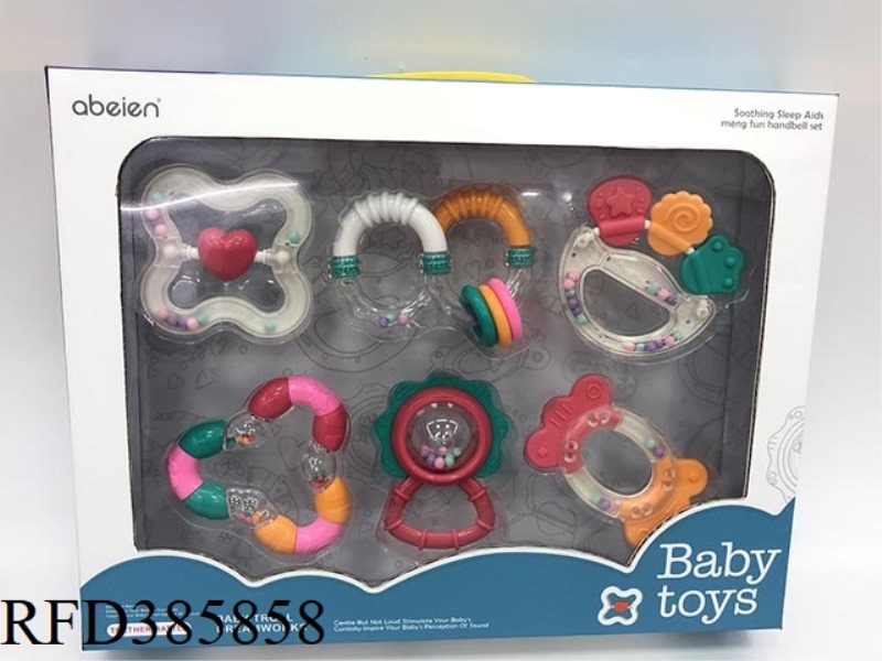 6 BABY RATTLES IN GIFT BOX