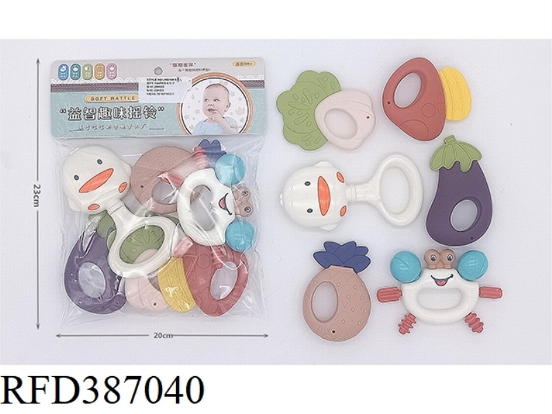 PUZZLE BABY RATTLE (6 PIECE SET CAN BE BOILED) MORANDI EUROPEAN AND AMERICAN COLORS