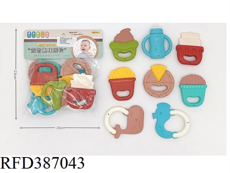 PUZZLE BABY RATTLE (8-PIECE SET CAN BE BOILED) MORANDI EUROPEAN AND AMERICAN COLORS