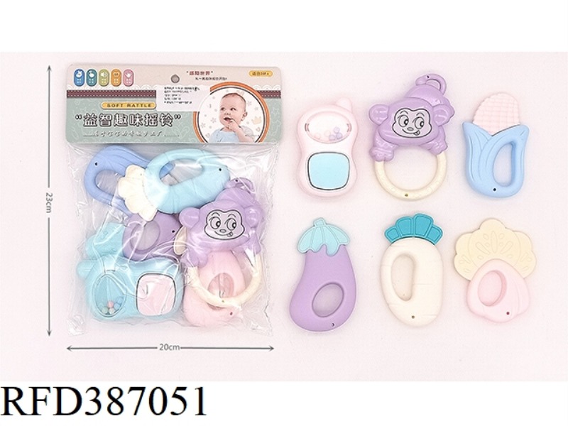 PUZZLE BABY RATTLE (6-PIECE SET CAN BE BOILED) PINK
