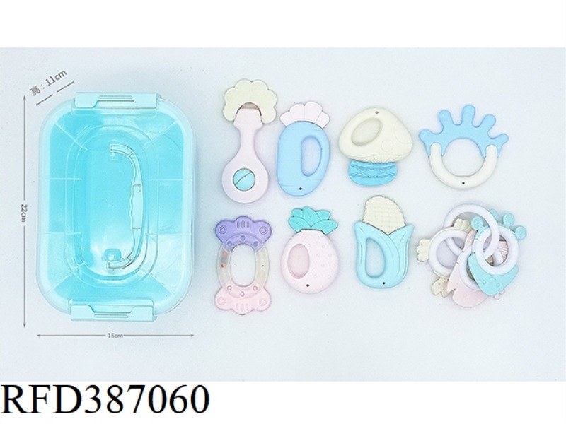 PUZZLE BABY RATTLE MACARON (8-PIECE SET CAN BE BOILED)