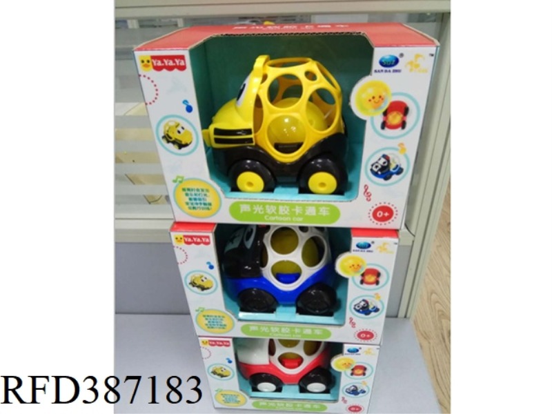 SOUND AND LIGHT SOFT RUBBER CAR (4 COLORS MIXED)