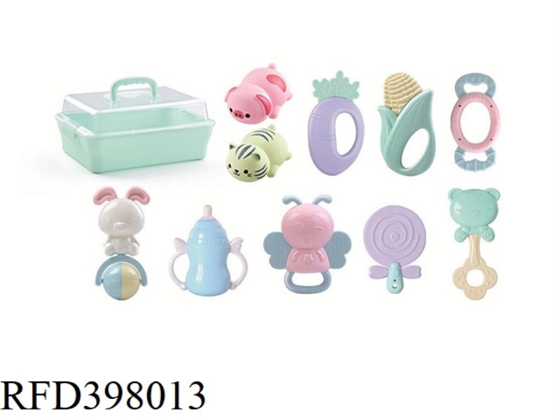 10-PIECE SET OF FULL TEETHER BOILED RATTLE