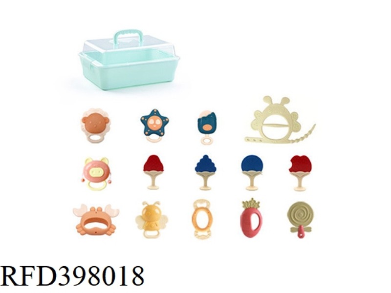 14-PIECE SET OF FULL TEETHER BOILED RATTLE