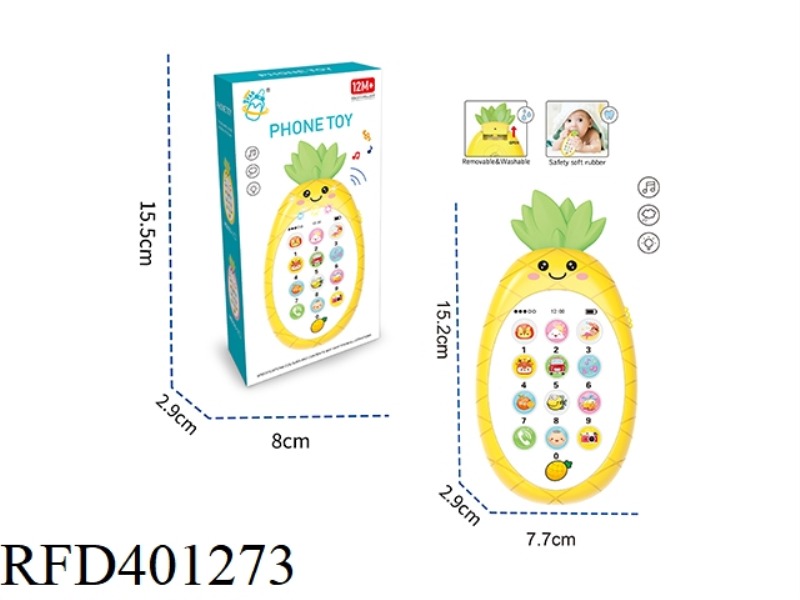 LIGHT AND MUSIC SIMULATION PINEAPPLE TEETHER BABY PHONE (MALE MODEL)