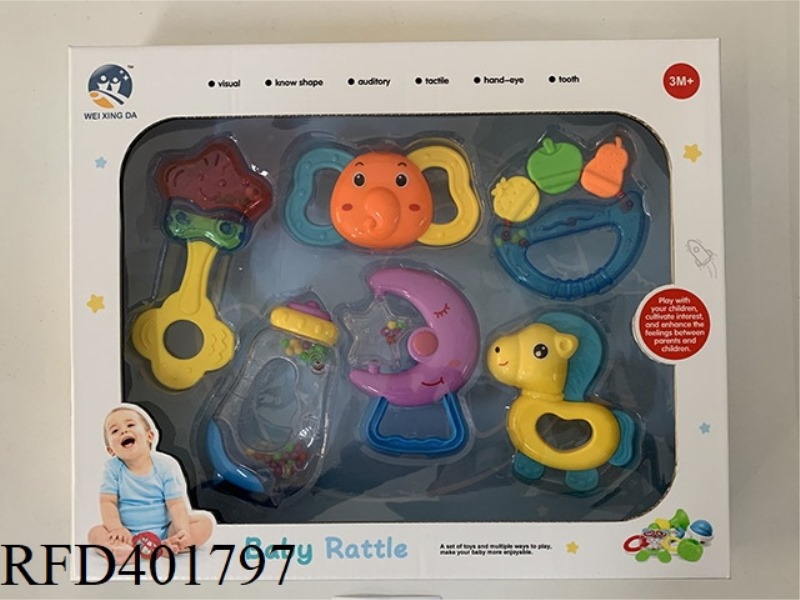 BABY TEETHER RATTLE (6PCS)