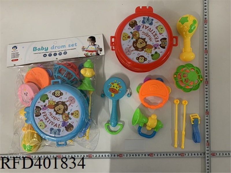 BABY RATTLE AND PAT DRUM (9PCS)