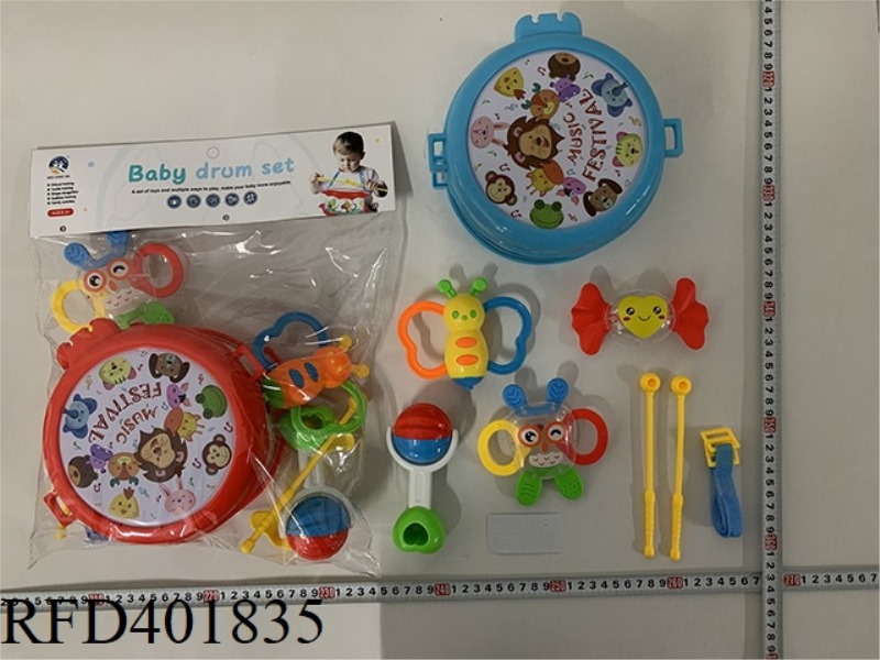 BABY RATTLE AND PAT DRUM (8PCS)