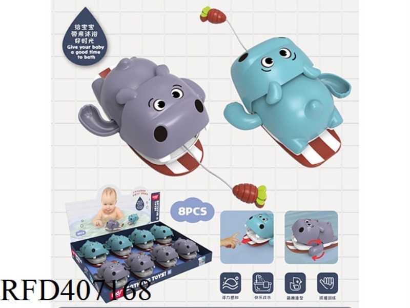 BATHROOM CABLE CARTOON HIPPO 8PCS
