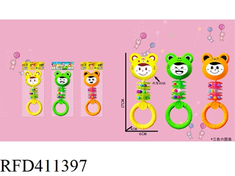 ANIMAL SMILEY RATTLE 1 PACK