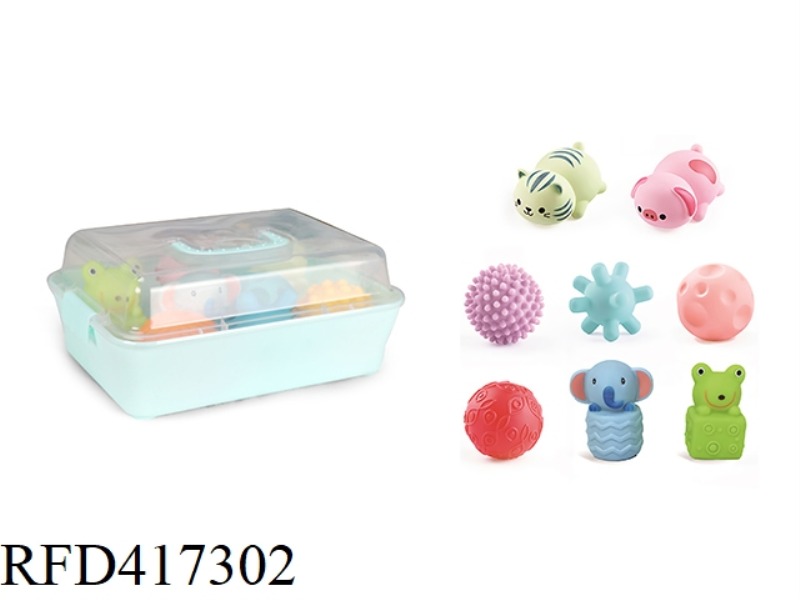 8-PIECE SET OF SOFT BOILED RUBBER BALLS