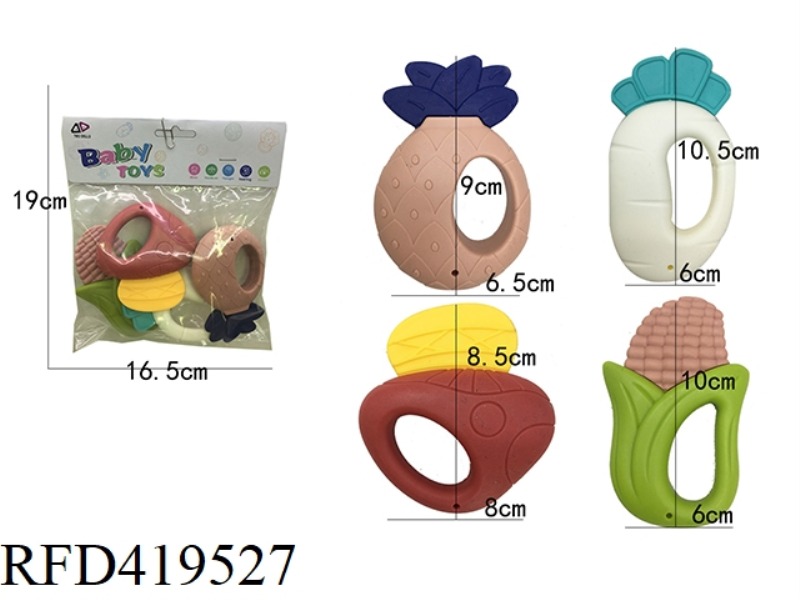 TEETH RATTLE 4 PIECE SET (EUROPEAN AND AMERICAN COLOR)